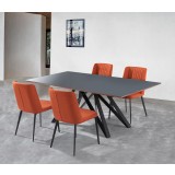 Maine Contemporary Grey Glass 5 Piece Metal Dining Set
