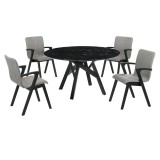 Venus Varde 5 Piece Black Dining Set - White BG