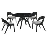 Venus Polly 5 Piece Black Dining Set - White BG