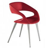 Shape Chair in Red PU With Aluminum - White BG