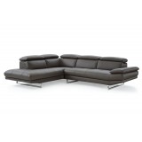 Pandora Sectional With Chaise On Left - Front - Dark Grey