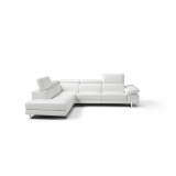 Livio Sectional Large In White - Front with Headrest Open