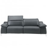 Sofia Electric Motion Loveseat With Manual Adjustable Neck Rest Cushions In Dark Grey - White BG