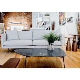 Tux Sofa Light Grey Fabric with Black Power Coated Steel - Lifestyle
