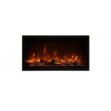 Amantii 34" Extra Tall Clean Face Electric Built-in With Black Steel Surround - Red Flame with Logs