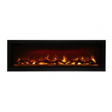 Amantii 50" Basic Clean-face Electric Built-in With Glass With Black Steel Surround - Orange FLame with Logs