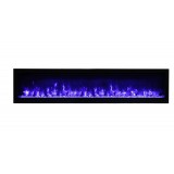 Amantii 74" Basic Clean-face Electric Built-in With Glass With Black Steel Surround - Blue Flame
