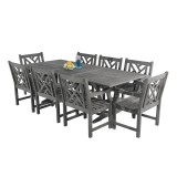 Vifah Renaissance Outdoor 9-piece Hand-scraped Wood Patio Dining Set with Extension Table -Set in White BG