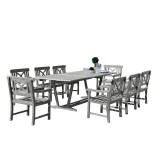 Renaissance Outdoor 9-piece Hand-scraped Wood Patio Dining Set with Extension Table - Set