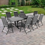Malibu Outdoor 9-piece Wood Patio Dining Set with Extension Table - Lifestyle