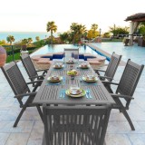 Renaissance Outdoor Patio Hand-scraped Wood 7-piece Dining Set with Extension Table - Lifestyle