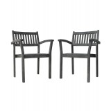 Renaissance Outdoor Patio Hand-scraped Wood Dining Chair - 2 Pcs