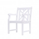 Bradley Outdoor Wood Patio Dining Chair - White BG