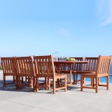  Outdoor 9-piece Wood Patio Dining Set with Extension Table & Armless Chair - Lifestyle