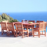 Malibu Outdoor 9-piece Wood Patio Dining Set with Extension Table - Lifestyle