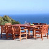 Malibu Outdoor 9-piece Wood Patio Dining Set with Extension Table - Lifestyle