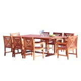 Malibu Outdoor 9-piece Wood Patio Dining Set with Extension Table - White BG