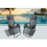 Zero Gravity Recliner/Lounger with Cup Holder - Grey - 