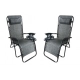 Zero Gravity Recliner/Lounger with Cup Holder - Grey - 