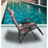 Zero Gravity Recliner/Lounger with Cup Holder - Brown - Side angled