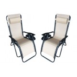 Zero Gravity Recliner/Lounger with Cup Holder - Cream - White BG