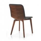 Vela Chair In Gray PU Upholstery With Walnut Back - Back