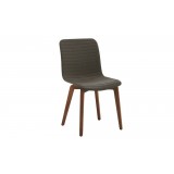 Vela Chair In Gray PU Upholstery With Walnut Back - White BG