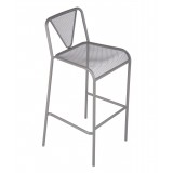 Venice Beach Barstool - E-Coated, Powder Coated Micro-Mesh Steel - Titanium Silver