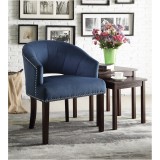 Silver Nail Head Trim And Dark Espresso Legs - Azure Velvet Fabric