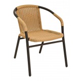 Anodized Aluminum Frame Arm Chair - W-21 - Black Frame and Tan