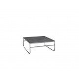 Crete 31" Round Coffee Table Black Concrete Laminate with Brushed Stainless Steel
