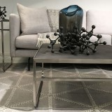 Crete 31" Round Coffee Table Black Concrete Laminate with Brushed Stainless Steel - Lifestyle