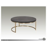 Deco 35" Round Coffee Table Black Concrete Laminate with Gold Brushed Stainless Steel