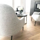 Deco 35" Round Coffee Table Black Concrete Laminate with Gold Brushed Stainless Steel - Lifestyle 2