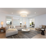 Elysee 39" Round Coffee Table White Volakas Marble with Polished Stainless Steel - Lifestyle