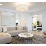Elysee 39" Round Coffee Table White Volakas Marble with Polished Stainless Steel - Lifestyle 3