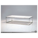 Kube Rectangular Coffee Table White Volakas Marble with Polished Stainless Steel