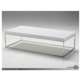 Kubo Rectangular Coffee Table High GLoss White with Stainless Steel