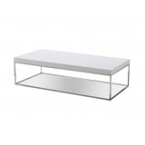 Kubo Rectangular Coffee Table High Gloss White with Stainless Steel 