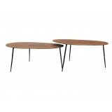 Oakley 14" Tall Coffee Table Oak Veneer with Black Iron Legs - 2 Pcs