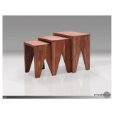 Cut 3 Piece Nesting Low End Table Natural Sheesham Wood