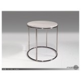 Elysee End Table White Volakas Marble with Polished Stainless Steel