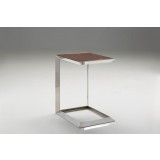 Horseshoe 24" End Table American Walnut with Polished Stainless Steel