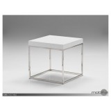 Kubo End Table High Gloss White with Stainless Steel
