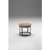 Olive 2 Piece End Table Mango Wood with Black Powder Coated Base
