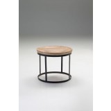 Olive 2 Piece End Table Mango Wood with Black Powder Coated Base - Big