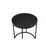 Onix 21" Round End Table Black Nero Marquina Marble with Black Powder Coated Steel