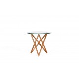 Quasar 20" Low End Table Clear Glass with Ash Stained Light Walnut 