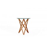 Quasar 22" Low End Table Clear Glass with Ash Stained Light Walnut 