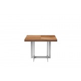 Remi End Table Natural Walnut with Brushed Stainless Steel - Side